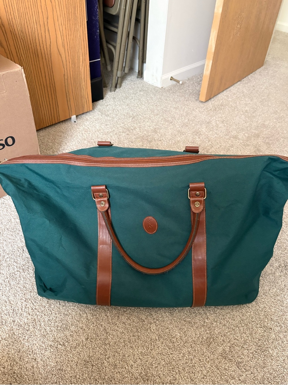 Vintage Polo Ralph Lauren duffel bag 90’s travel bag tan retro polo sport